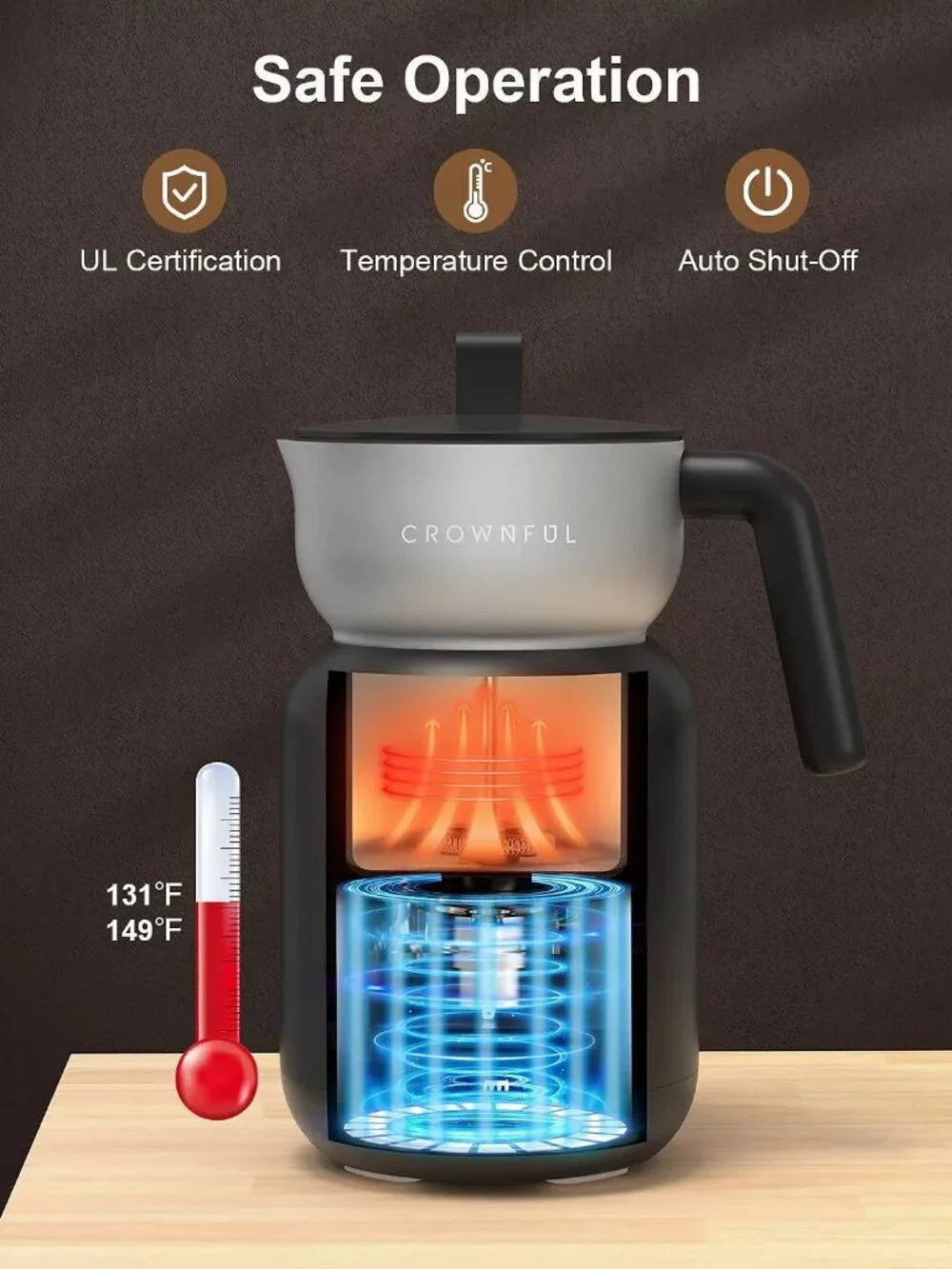 CROWNFUL Milk Frother, Electric 5-in-1 | New in Box